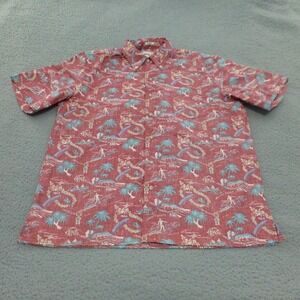 Reyn Spooner Shirt Mens Medium Classic Hawaiian Red Tropical Aloha Button Up